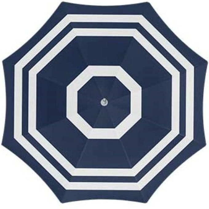 Parasol - blauw/wit - D140 cm - UV-bescherming - incl. draagtas