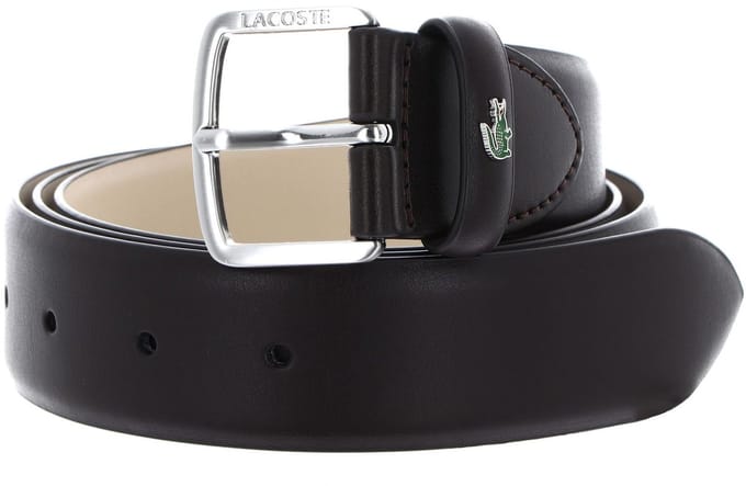 LACOSTE Leren Riem Elegance 35 Flat Raw Edge Belt W130 Marron Donkerbruin