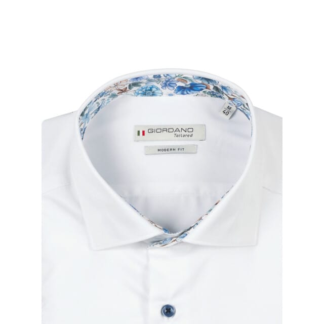 Giordano - Korte Mouw Overhemd - Mannen - M - Wit - Katoen - 616815