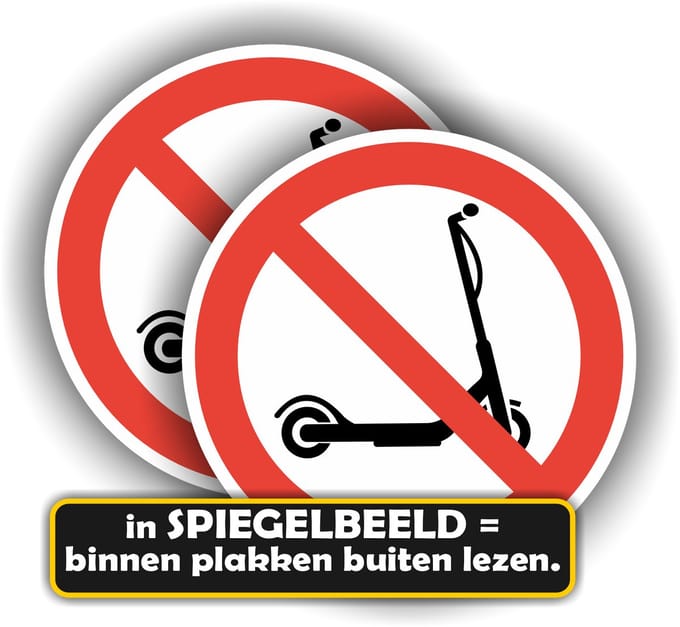 Jerma - Geen stepjes plaatsen - set van 2 - Spiegelbeeld Raamstickers - Ø10cm