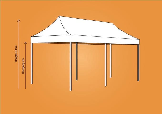 Plooitent 3x6 - Vouwtent 3x6 - Easy Up 3x6 - ALU - Kleur: WIT