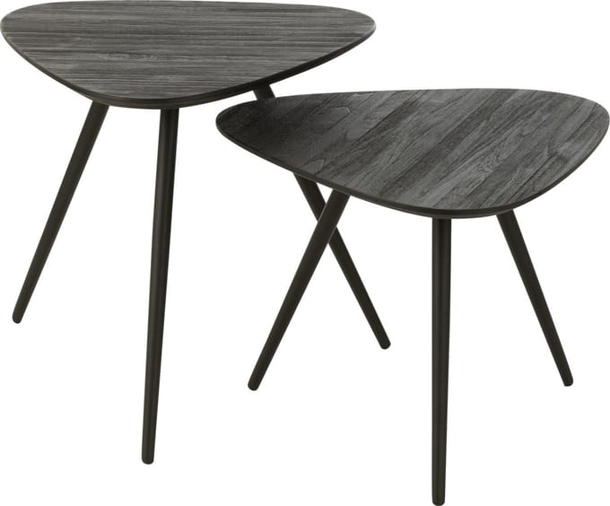 J-Line tafel Driehoek - hout - zwart - set van 2
