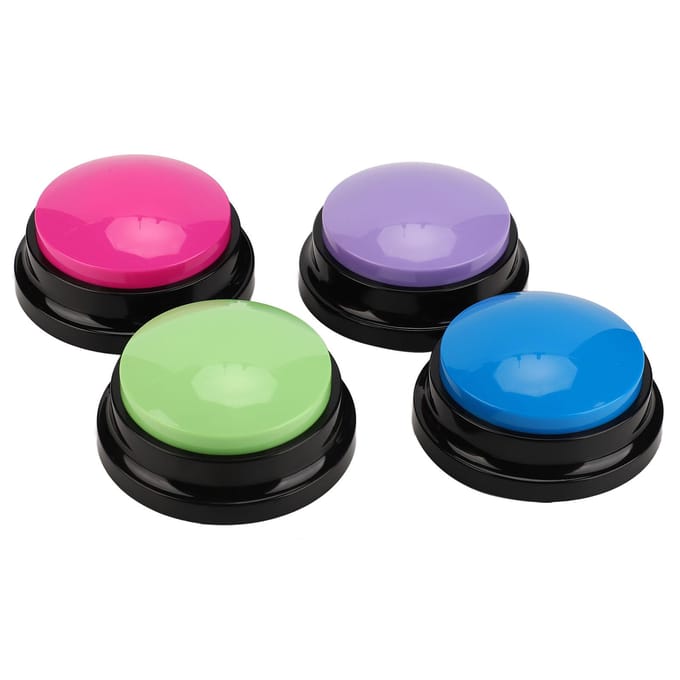 Lot de 4 boutons d'enregistrement et de conversation multifonctions 30 secondes pour chiens, chats et animaux de compagnie pink