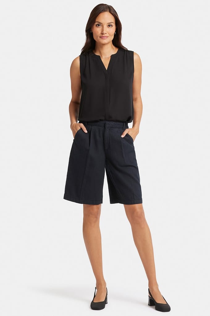 Ontspannen Denim Bermuda Shorts Met Hoge Taille
