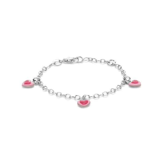 Zilveren armband emaille hartjes 13 - 15 cm 1341817