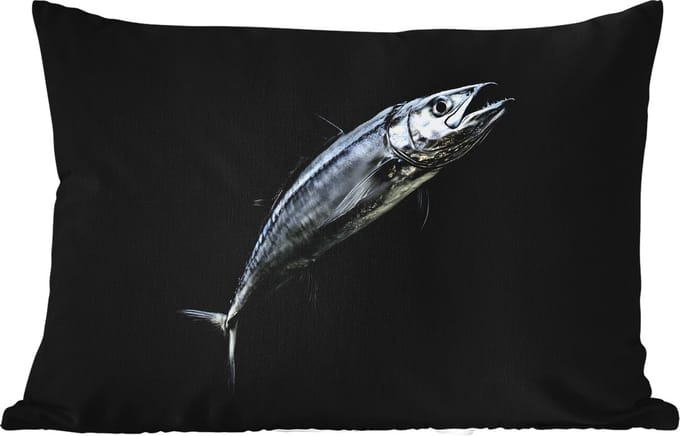 Buitenkussens - Makreel - Vis - Zwart - 60x40 cm - Weerbestendig