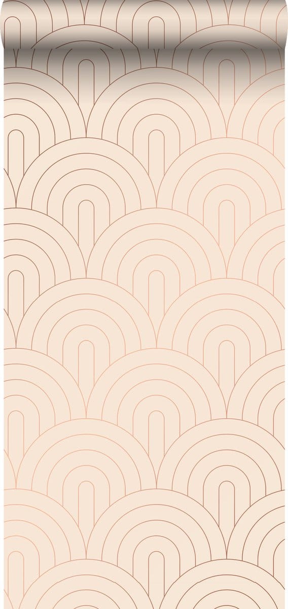 ESTAhome behang art deco bogen licht perzikroze en roségoud - 53 cm x 10.05 m - 139216