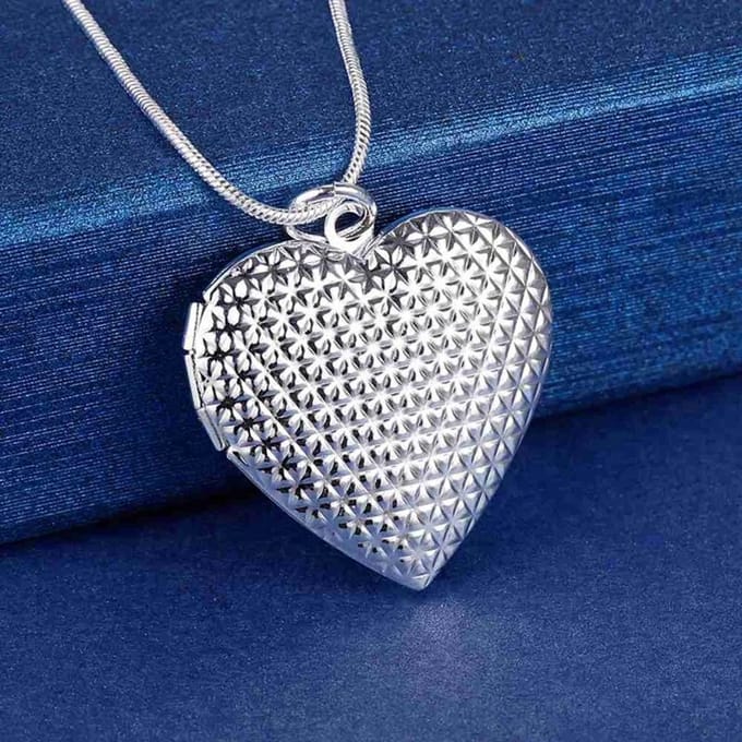 Ketting met hanger hart photo frame 925 zilver. (LN064)