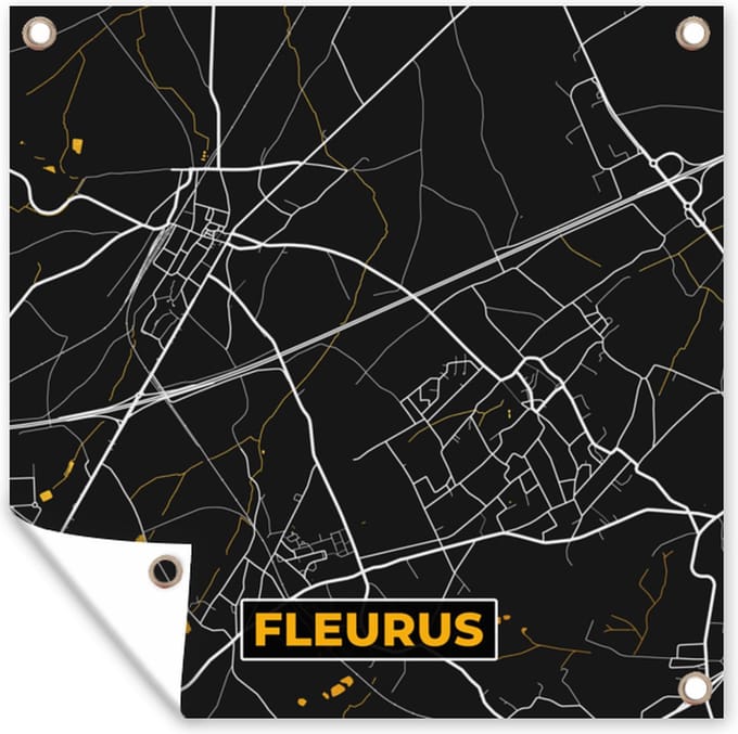 Tuindoek Goud - Fleurus - Stadskaart - Plattegrond - Kaart - 100x100 cm
