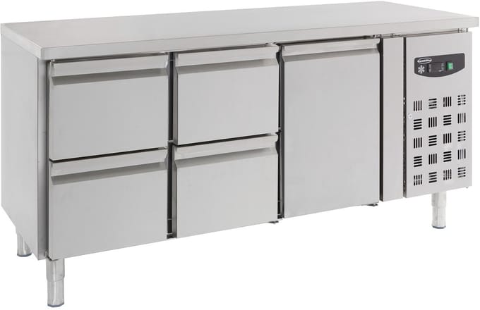 Combisteel Koelwerkbank - 417L - 1 Deur + 4 Laden - +2°C/+8°C - Geforceerd - 1795x700x850mm