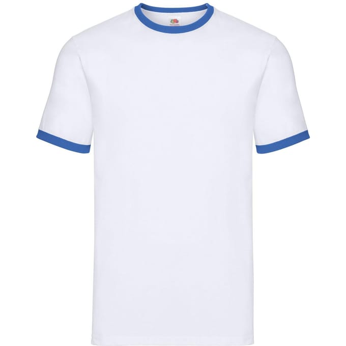 Fruit of the Loom Heren Ringer T-Shirt (Wit/royaal blauw)