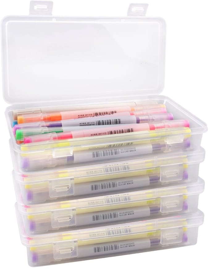 Dailygoods - Transparante Pennenbox, Stapelbaar, 4 Stuks, Voor