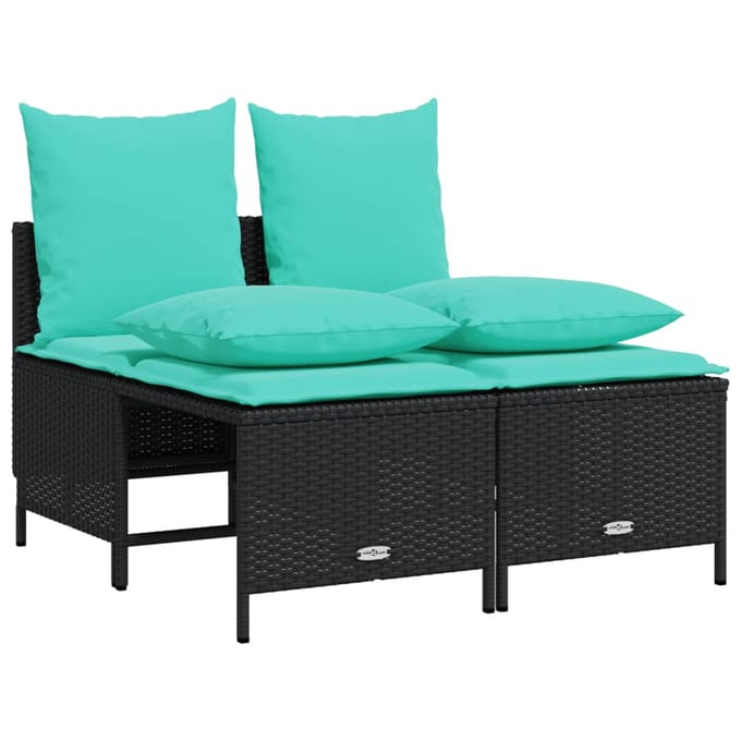 vidaXL - 4-delige - tuinbankset - met - kussens, - zwart - polyrotan