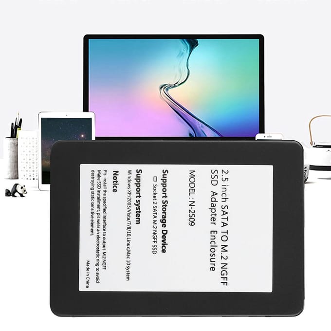 Aluminiumlegering M.2 NGFF naar SATA Harde Schijf Box SSD Behuizing voor Desktop Notebook 7MM 2280 black
