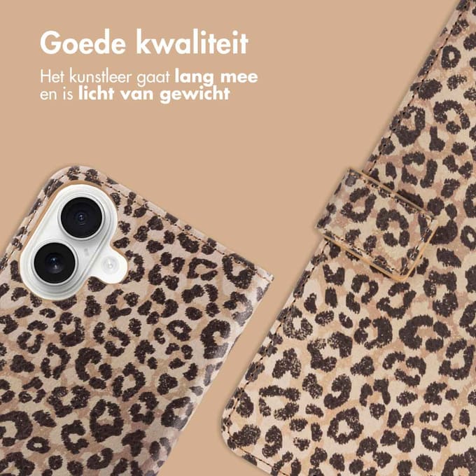 imoshion Hoesje - Geschikt voor Apple iPhone 16 - Design Bookcase smartphone - Leopard Mood