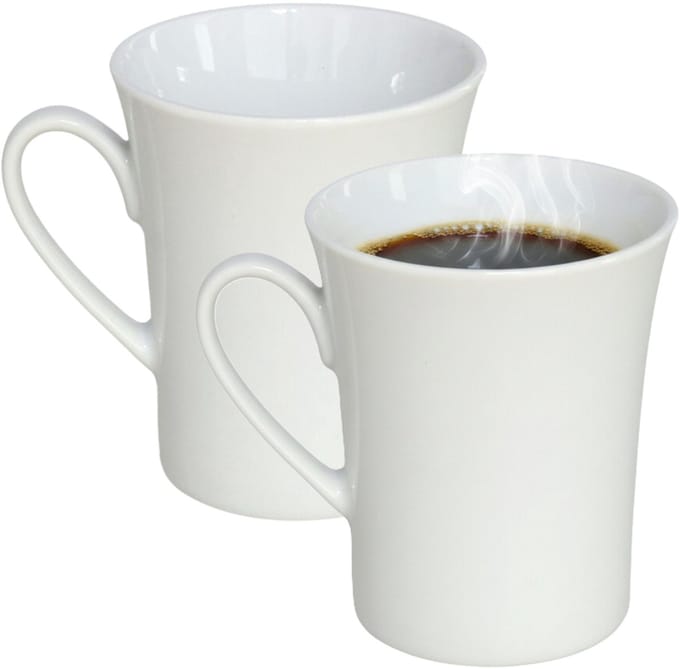 Gerimport Koffie / thee mok - 2x stuks - wit - 280 ml - mokken - porselein