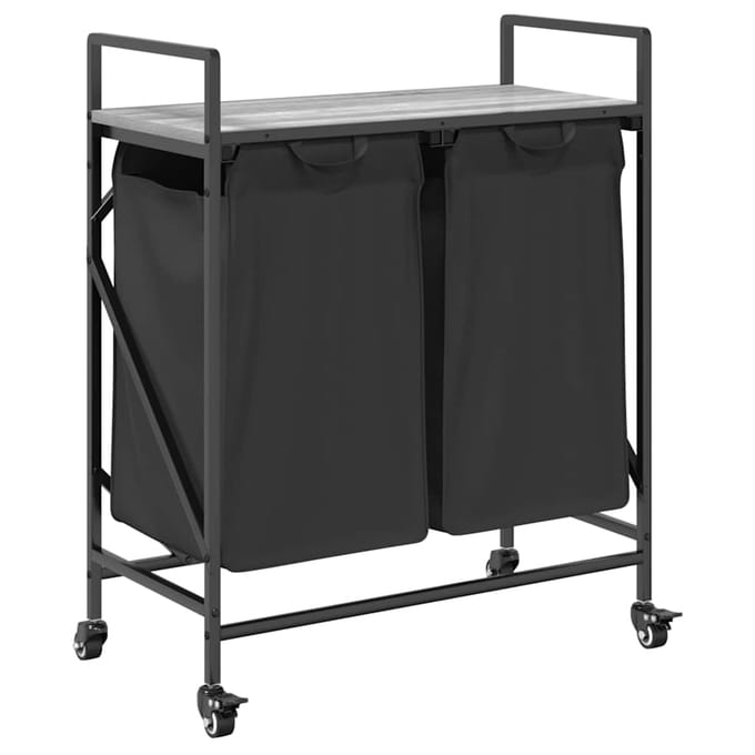 vidaXL - Wasmand - 2 - vakken - met - planken - grijs - sonoma - eiken