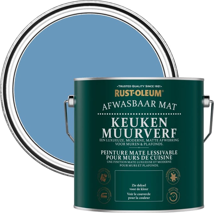 Rust-Oleum Blauw Keuken muurverf - Korenbloemblauw 2,5L