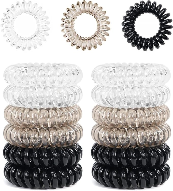 12 Stuks Spiral Haarbanden voor Vrouwen en Meisjes, Plastic, Elastisch en Comfortabel