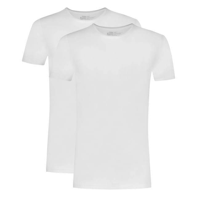 Ten Cate Basics organic cotton stretch t-shirt wit 2-pack voor Heren | Maat XXL