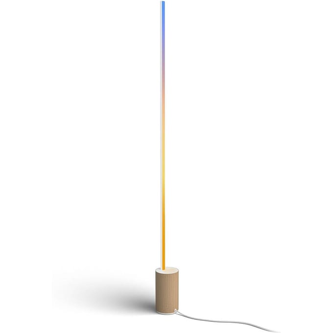 Philips Hue gradient Signe vloerlamp - wit en gekleurd licht - houtkleurig