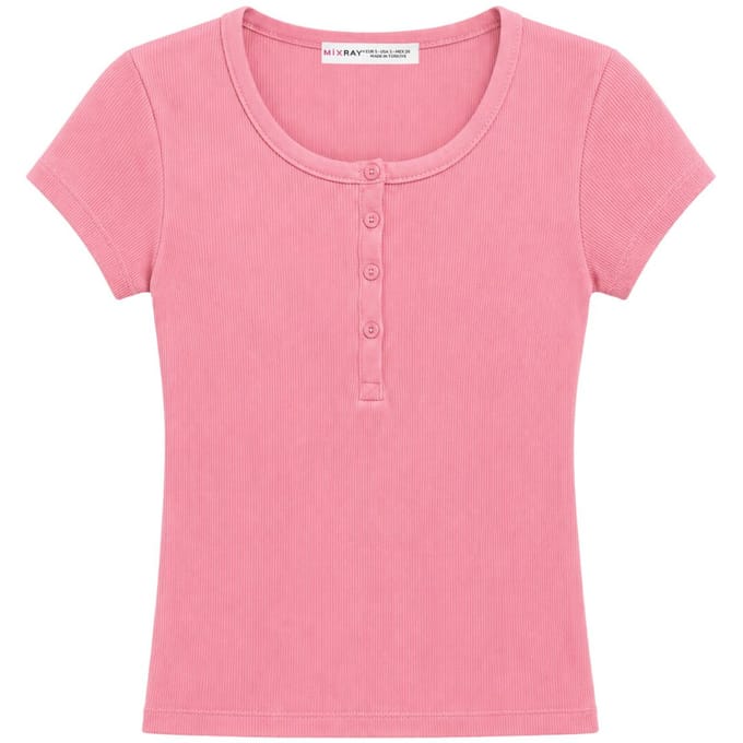Katoenen Strak Fitted Knop Tanktop