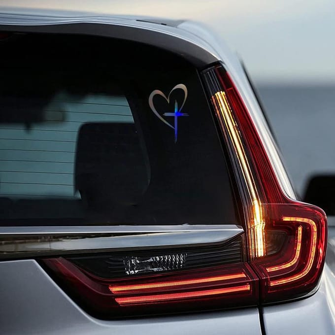 Autosticker Liefde Kruis Creatief Achterruit Decoratieve Sticker Achterbumper Sticker Waterdicht 22*15cm