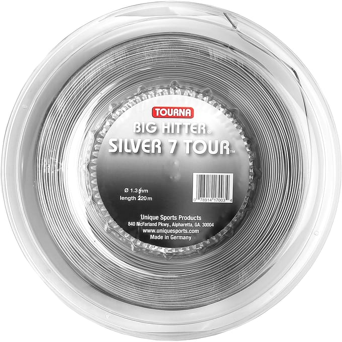 Tourna Silver7 Tour Rol Snaren 220m-Zilver