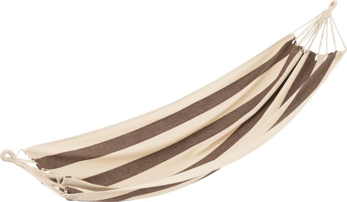J-Line hangmat Brede Strepen - katoen/polyester - donkerbruin/ecru