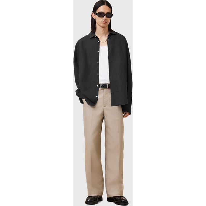 AllSaints Bandol Ls Shirt Black Größe: M | Casual hemden Outlet | Herren | Schwarz