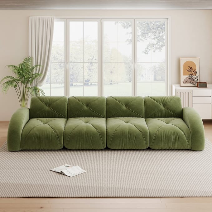 MODFU Modulaire Bank - Frameloos - Chenillestof - Modern - Voor Woonkamer - Groen