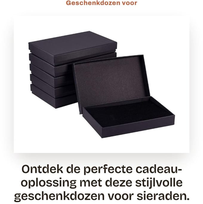Dailygoods- Geschenkdozen - Zwart - Fluweel binnenkant - Karton - Diverse maten - Voor sieraden - Decoratief deksel - Sieradendoos