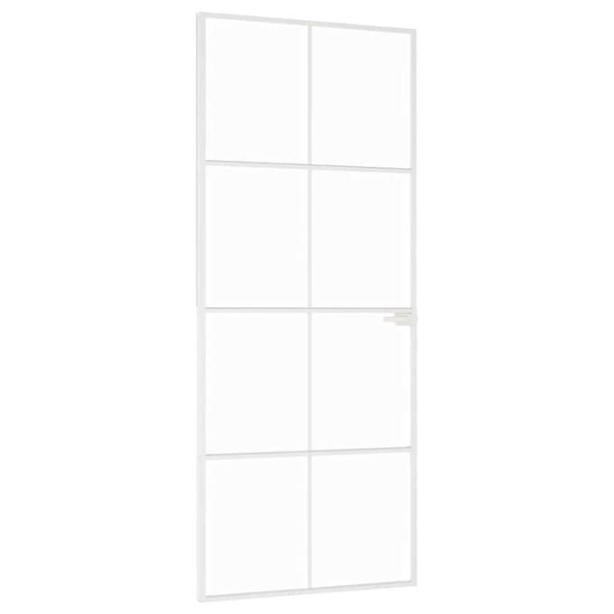 vidaXL - Binnendeur - 83x201,5 - cm - gehard - glas - en - aluminium - smal - wit