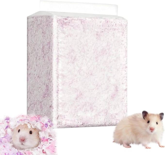 Bodembedekking Hamster - Knaagdier Bedding - Winterwarmte Creëren - Warmtevasthoudend Waterabsorberend - 450g Pakket - Paars Wit