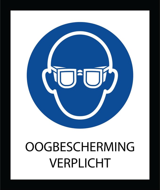 Bord ISO7010 Geboden Oogbescherming Verplicht 20 x 24 cm