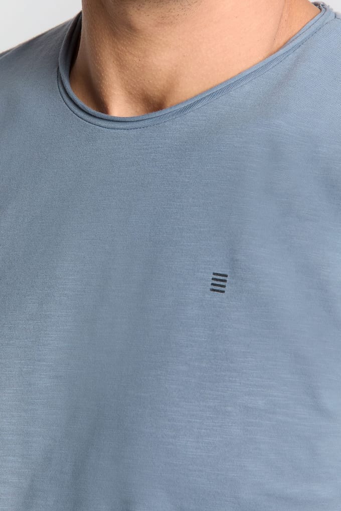 No Excess T-shirt crewneck slub washed blue
