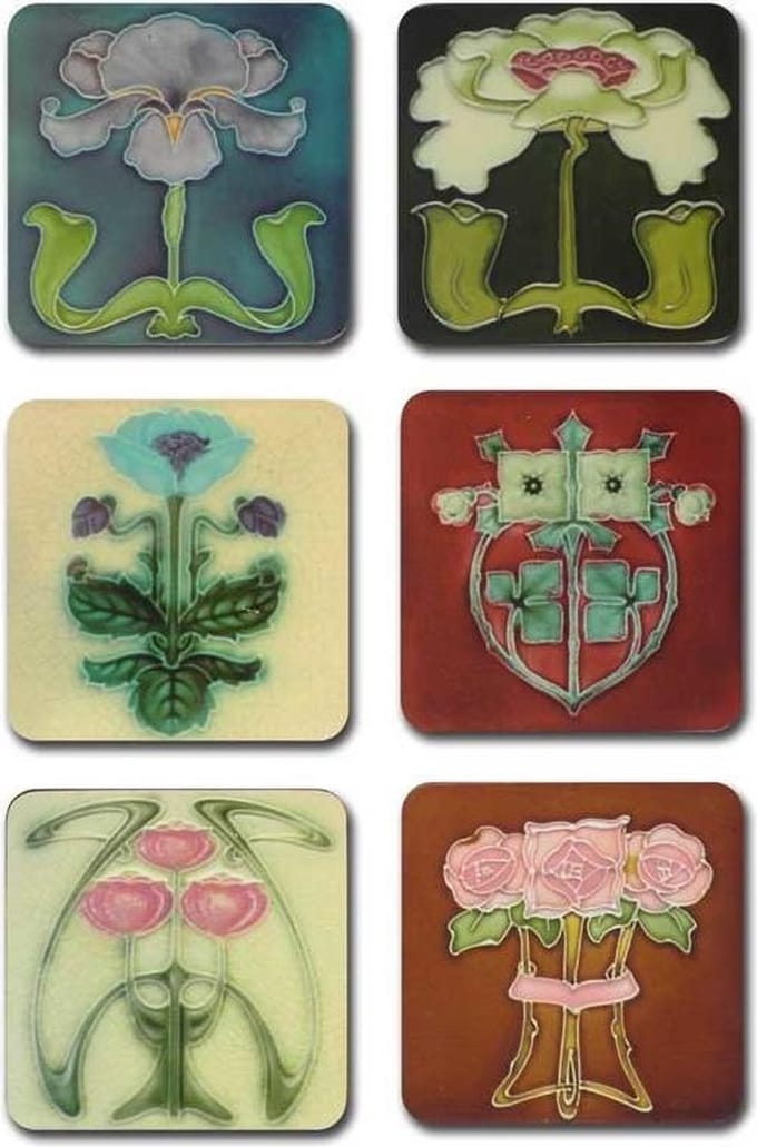 Onderzetters, Art Nouveau tegels, set van 6
