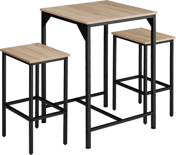 Industriële Bartafelset met 2 Barkrukken - 3-Delig - Vintage Design