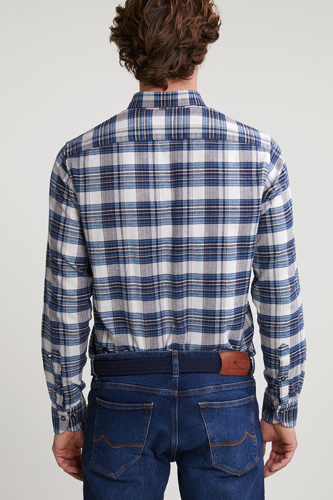 River Woods Custom Fit Checked Shirt Blue/beige Größe: S | Casual hemden Outlet | Herren | Blau