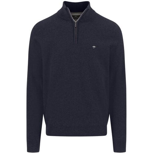 Fynch-Hatton Trui Troyer Zip Faux-Uni Fine Texture Navy / male