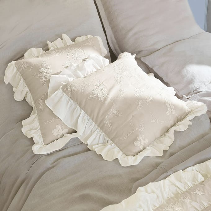 LOBERON Kussenhoes set van 2 Clarissa grijs