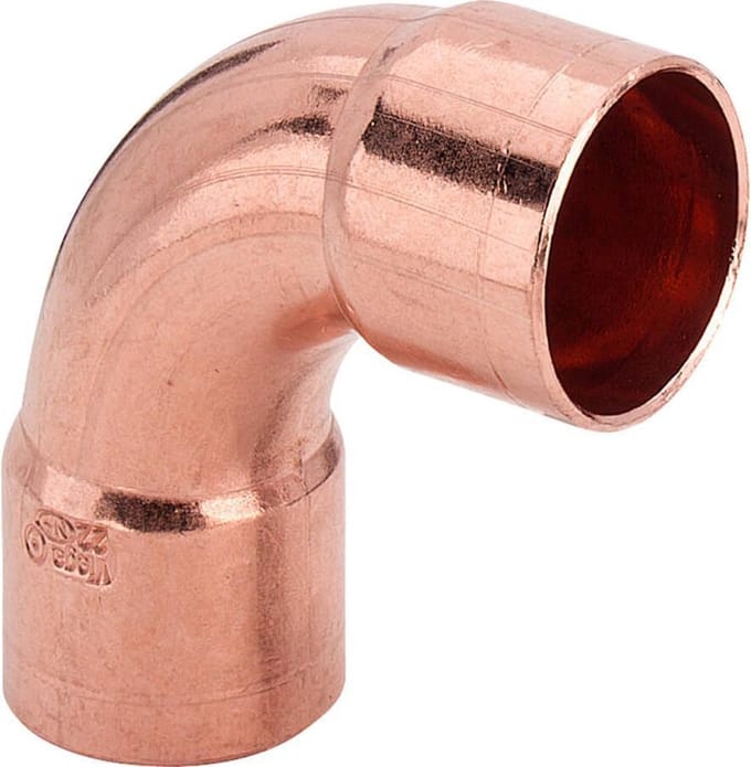 Roodkoperen bocht 90° - 12mm x 12mm (2 stuks)