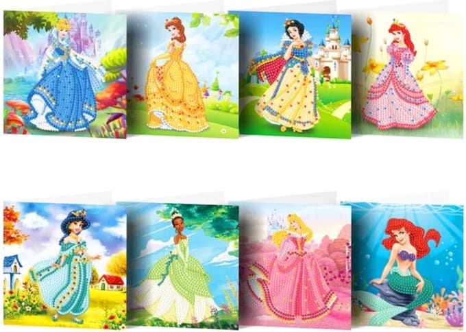 Kaarten - 22 - Prinsessen - Diamond painting - compleet pakket - Diamond painting by Wietske