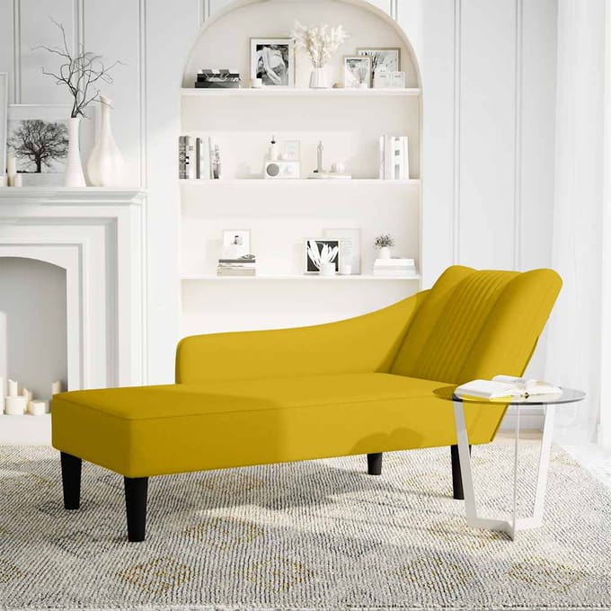 vidaXL - Chaise - longue - met - rechterarmleuning - fluweel - geel