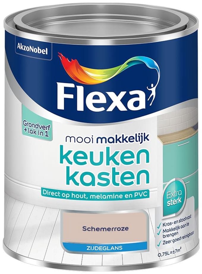 Flexa - Mooi Makkelijk Keukenkasten Zijdeglans - Schemerroze - Mengverf - 750 Ml