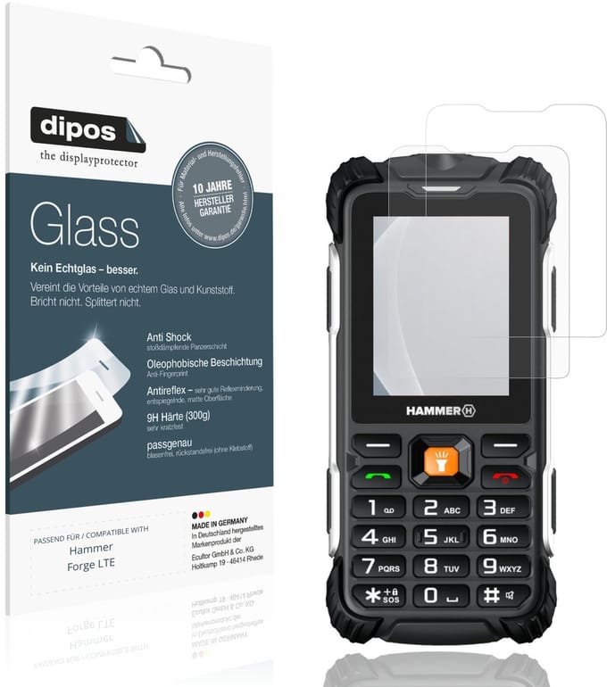 dipos – 2x Matte Pantserfolie geschikt voor Hammer Forge LTE | 9H Screenprotector