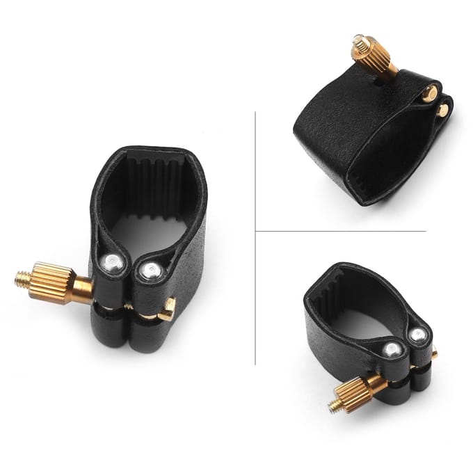Altsaxofoon Saxofoon Mondstuk Kap PU Lederen Ligatuur voor Sax Accessoire zwart