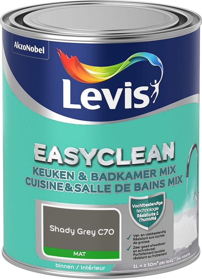 Levis - Easyclean Keuken & Badkamer Mix - Shady Grey C70 - Mengverf - 1 L