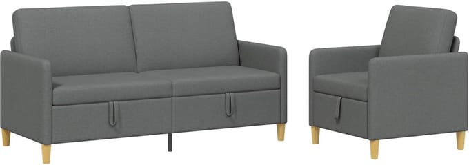 vidaXL - Sofa - Set - Met - Opslag - 2 - st - Donkergrijs - Polyester