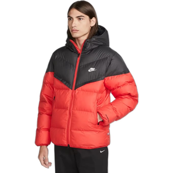 Storm Fit Windrunner Primaloft jack met capuchon Donsjack voor heren, zwart/universiteitsrood/zeil